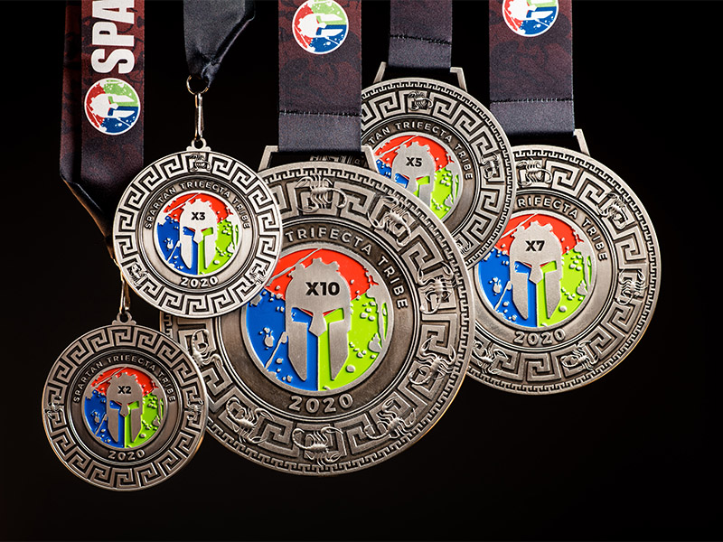 with Patch and Delta Coin 2020 Spartan Race Medal X2 Tribe Trifecta/Delta New 