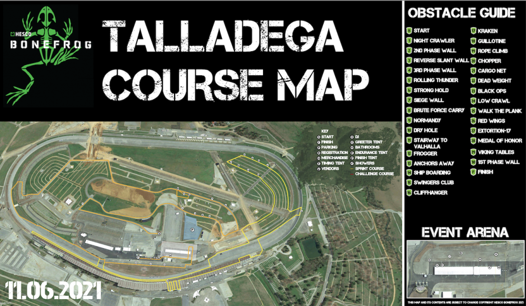 2021 Bonefrog Talladega Course Map