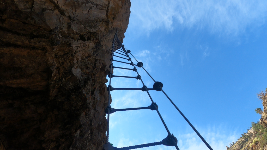 Ouray Upstream Via Ferrata ladder climb