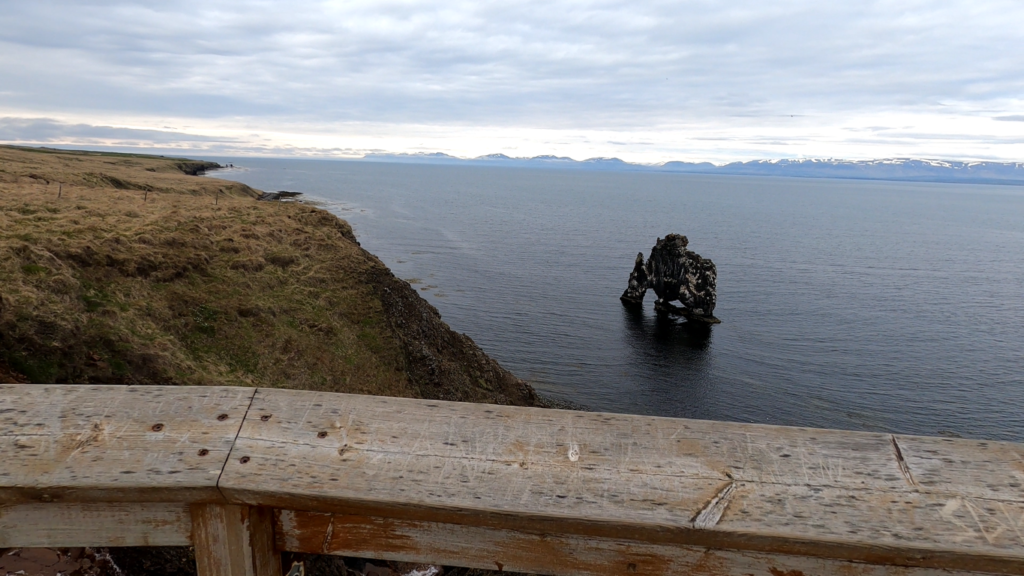 view from viewing platform at Hvitserkur Iceland
