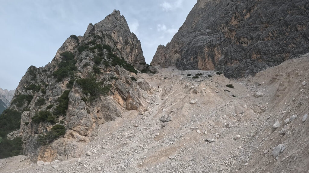 Full view of the Via Ferrata Michielli Strobel Descent Trail 